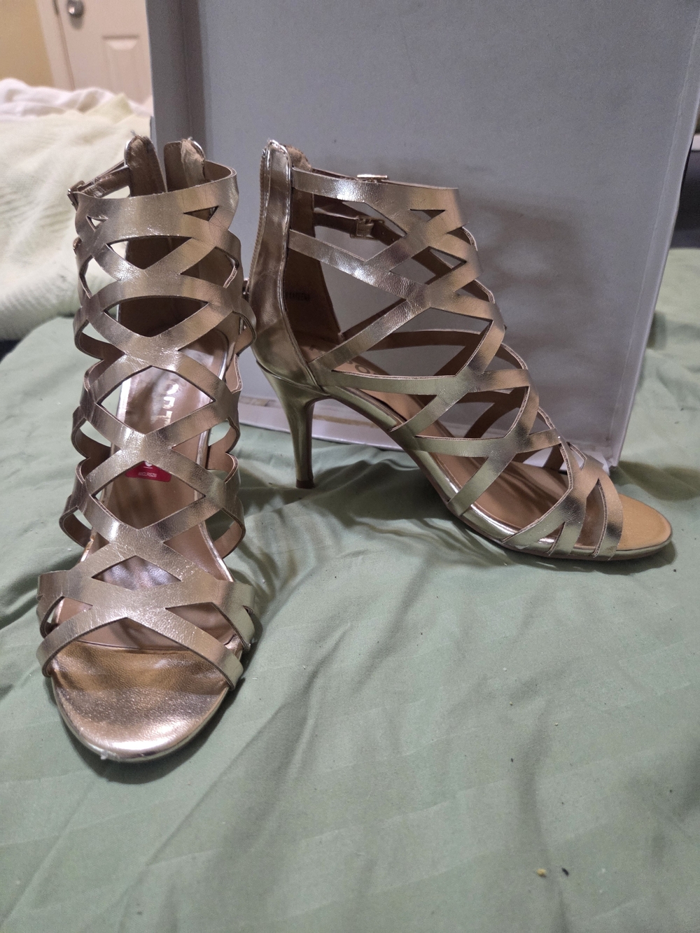 Report Rose Gold Strappy High Heel Sandals